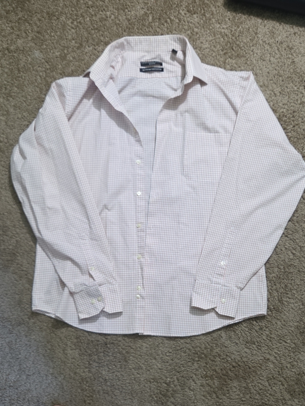 Geoffrey Beene Men's Light Orange Checked Dress Shirt